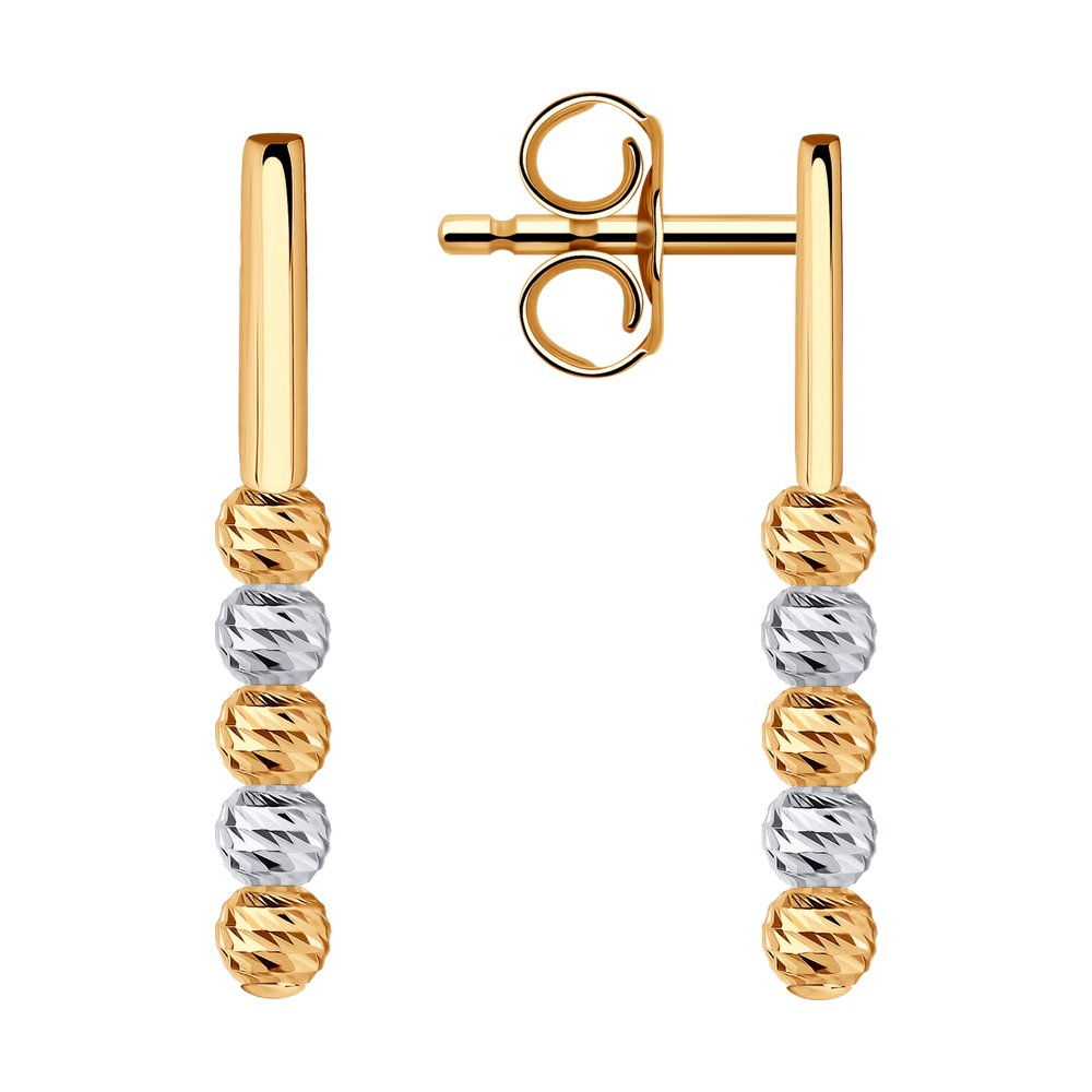 Серьги пусеты из комбинированного золота