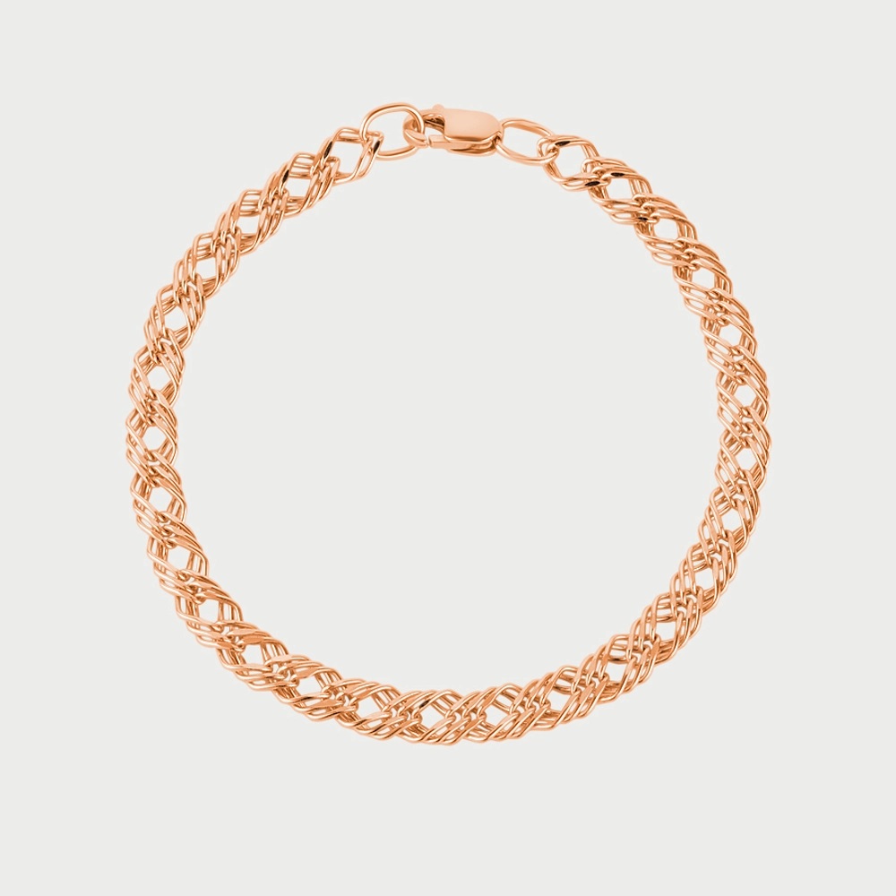 Браслет из красного золота, плетение «Ромб тройной»