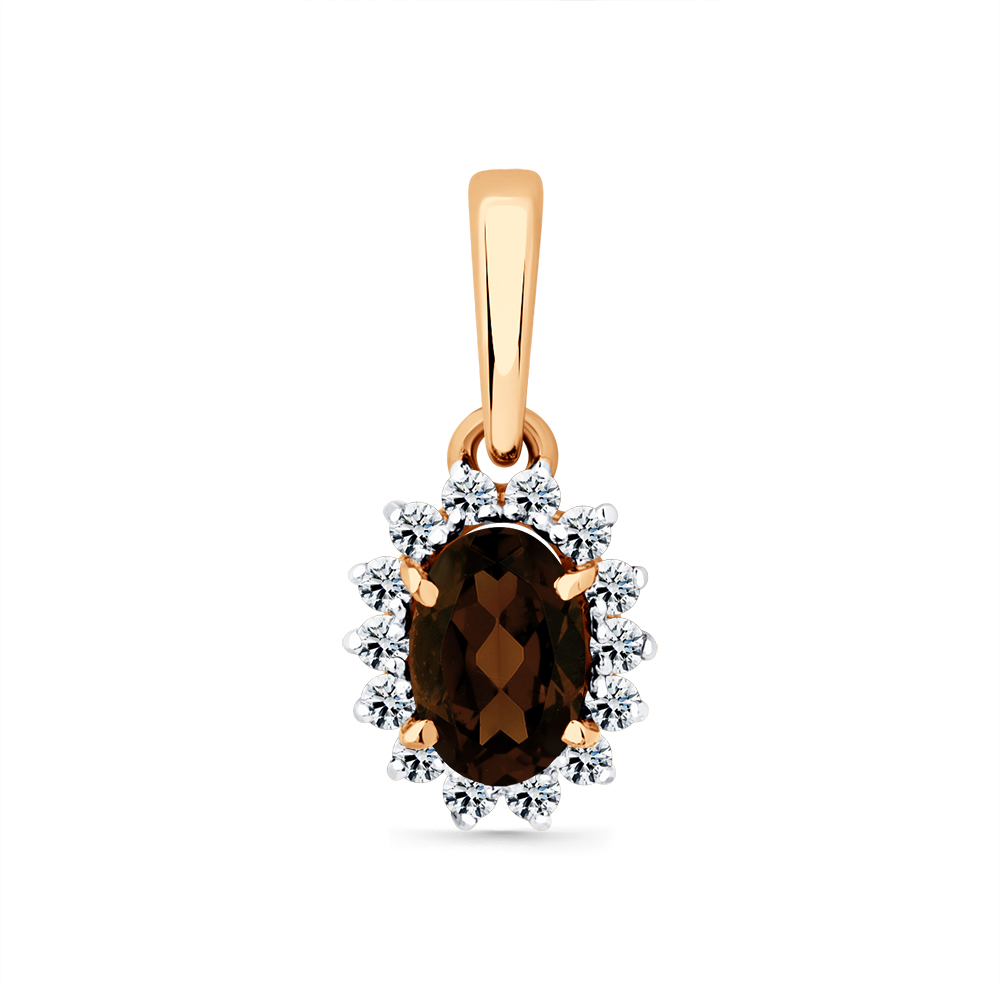 Подвеска из красного золота с раухтопазом и фианитами