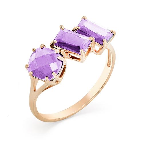 Кольцо из красного золота с аметистами
