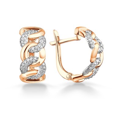 Серьги из красного золота с фианитами