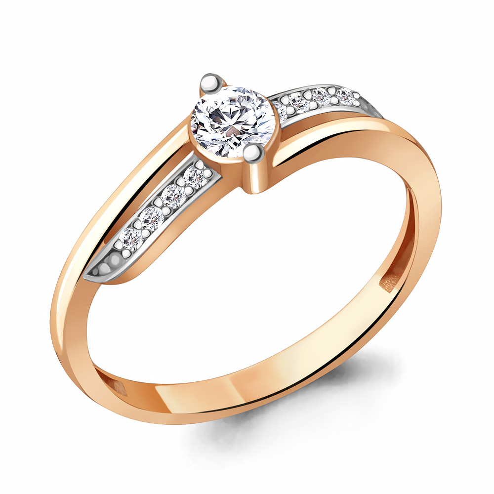 Кольцо из красного золота с фианитами