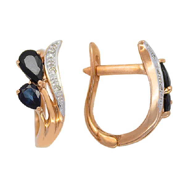 Серьги из золота с бриллиантами и сапфирами