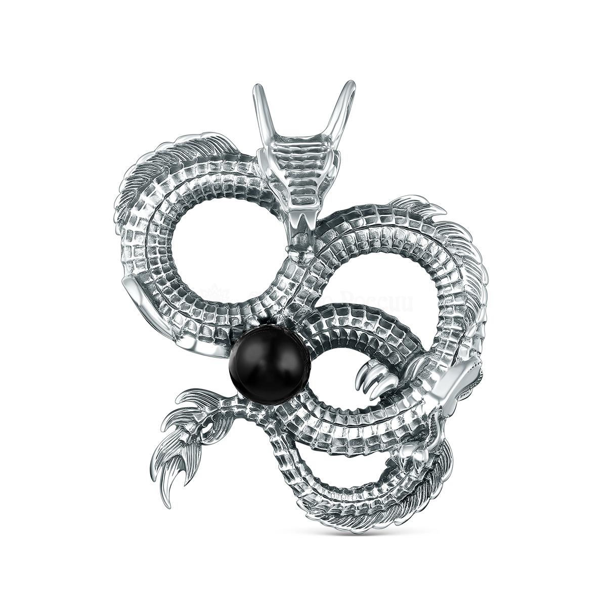 Подвеска из серебра с синтетическим агатом «Дракон»