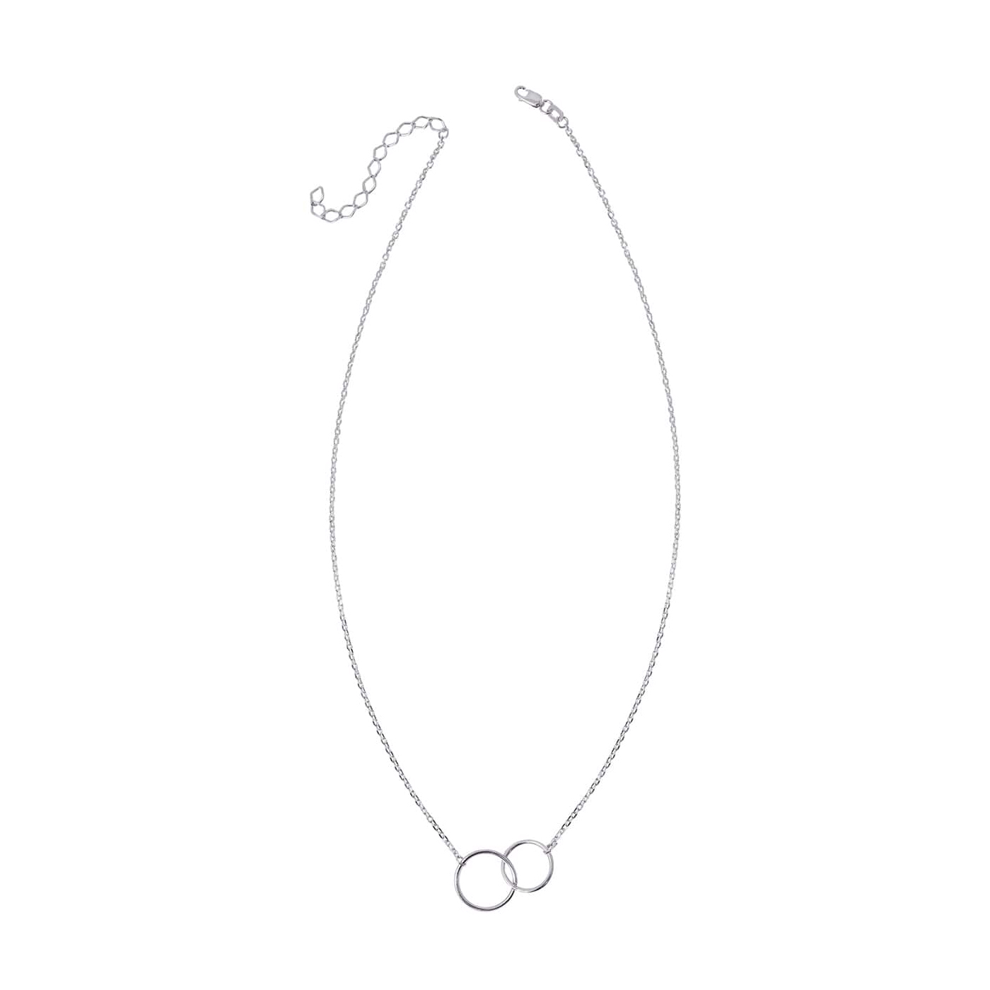 Колье из белого золота 585 с подвеской из двух колец