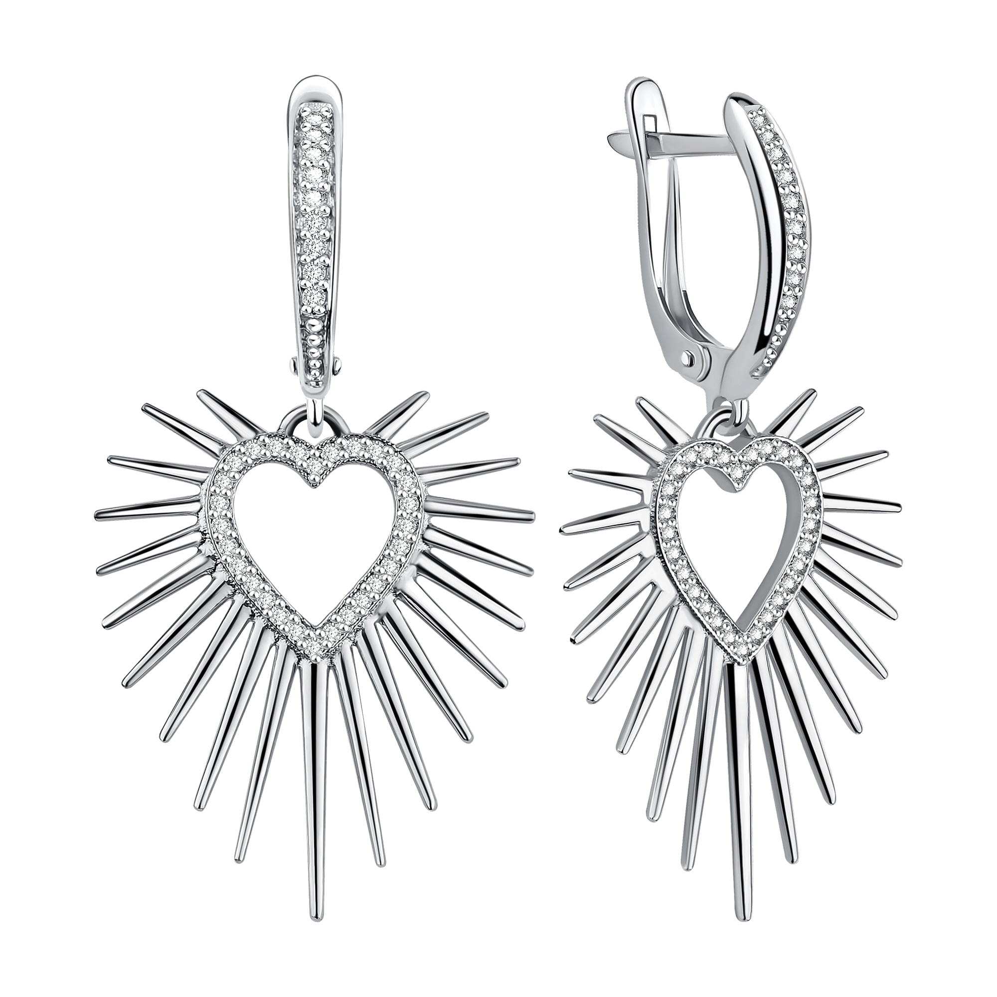 Серьги из серебра с фианитами