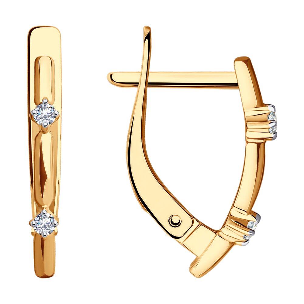 Серьги из красного золота с фианитами