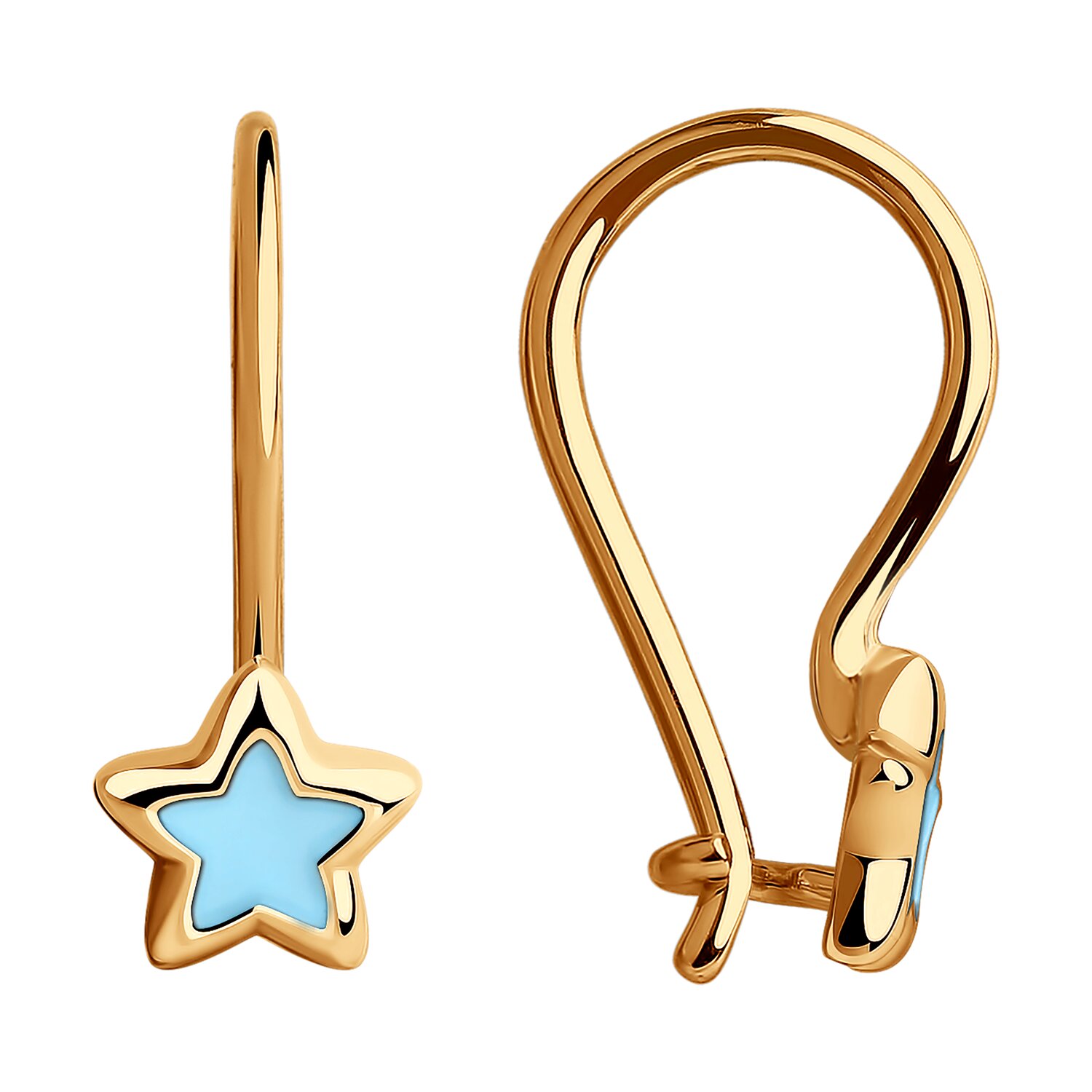 Серьги из красного золота 585 пробы с эмалью