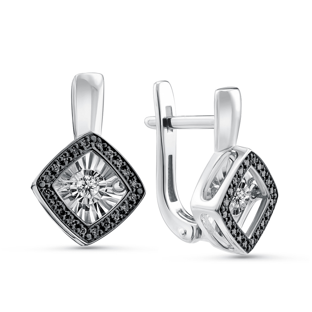 Серьги из белого золота с танцующим бриллиантом