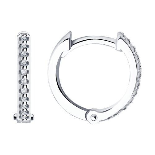 Серьги конго из белого золота с бриллиантами