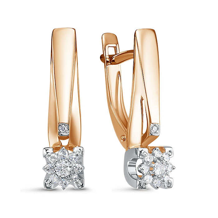 Серьги из красного золота с бриллиантами