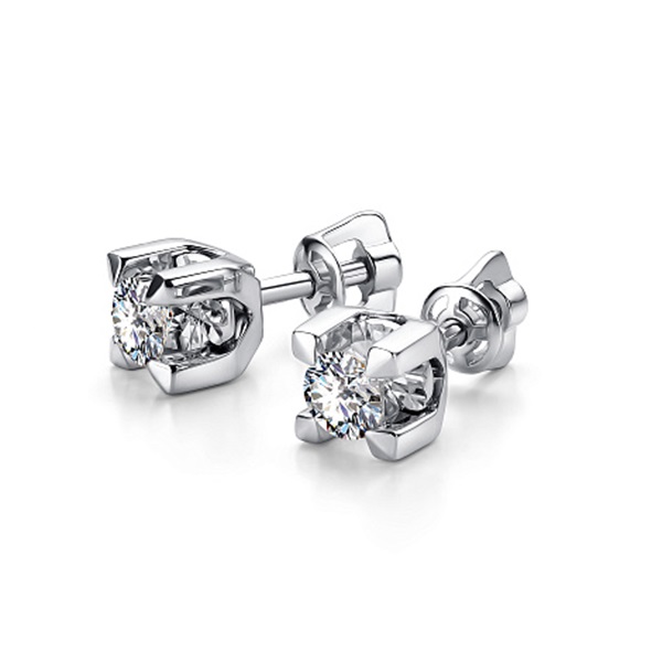 Серьги пусеты из белого золота с бриллиантами