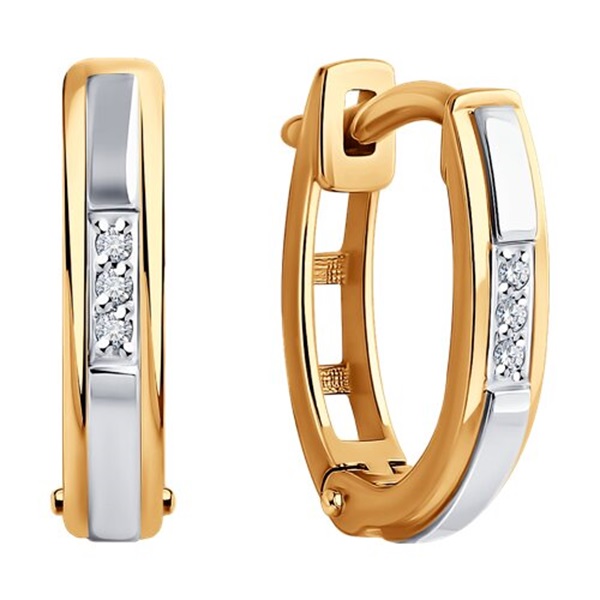 Серьги конго из красного золота с бриллиантами