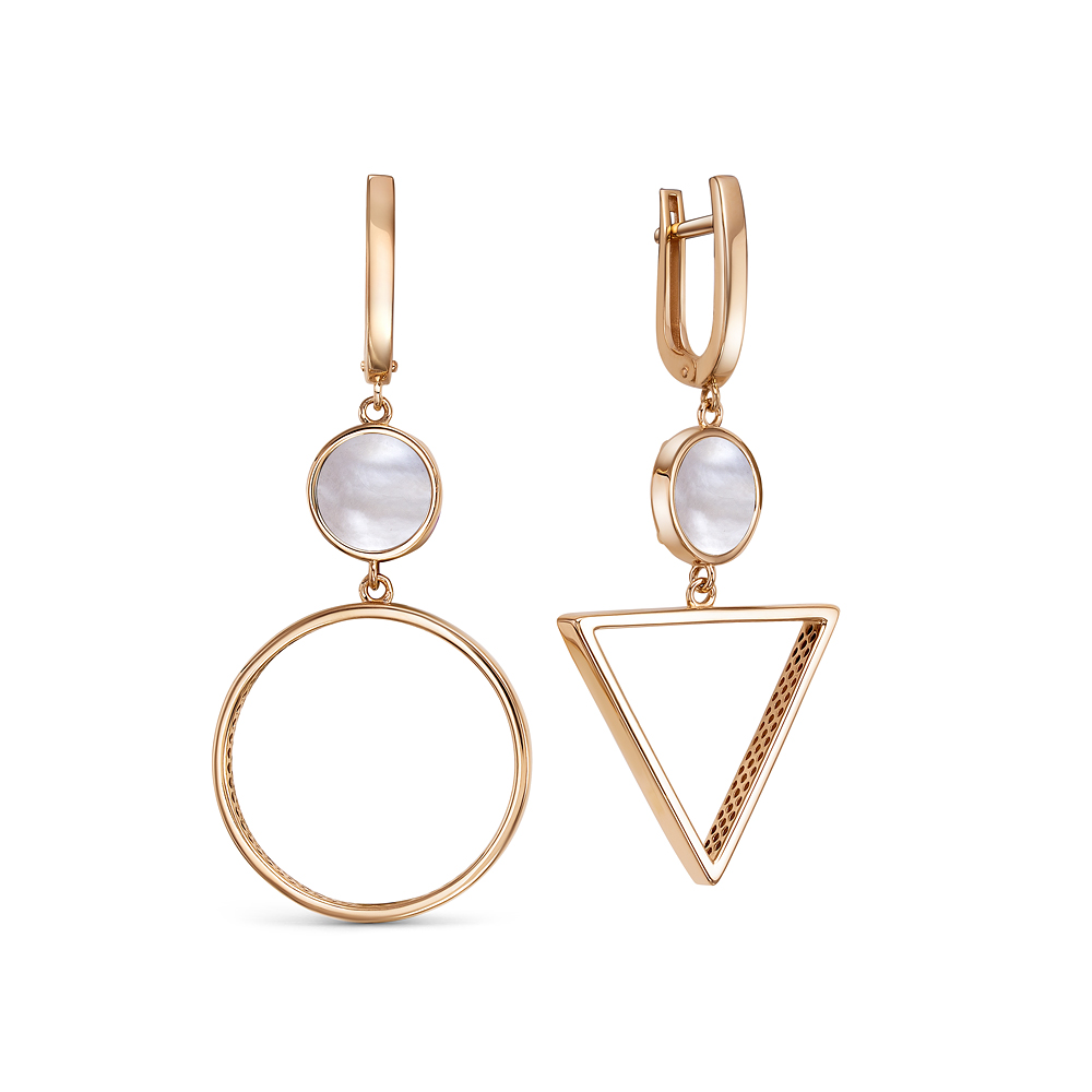 Серьги из красного золота с перламутром