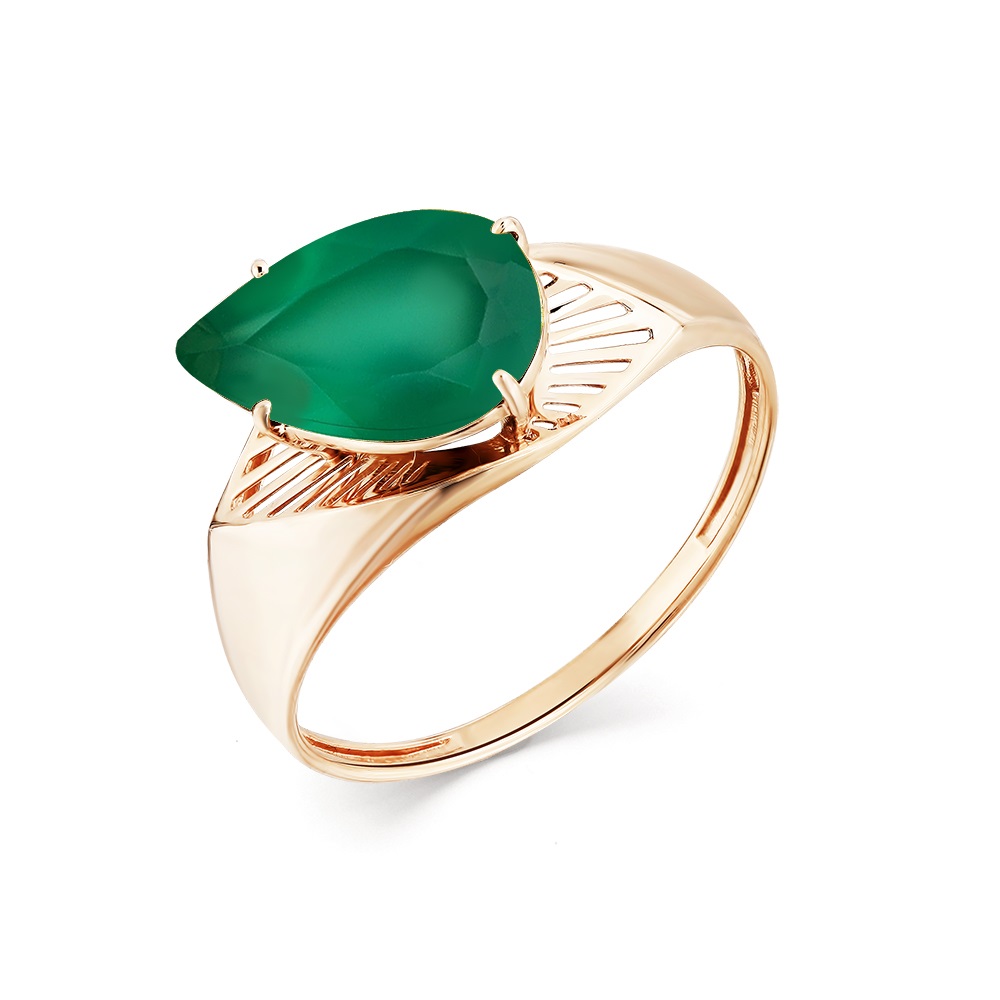 Кольцо из красного золота с агатом