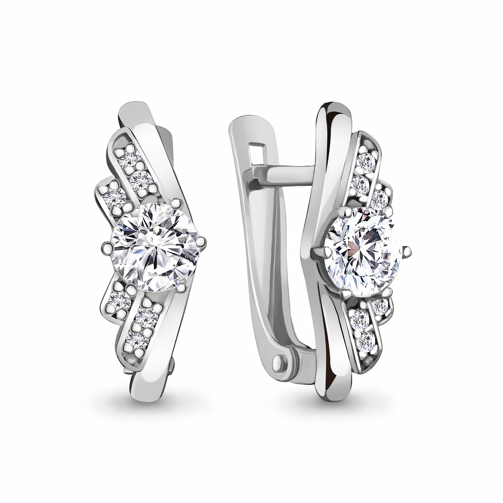 Серьги из серебра с фианитами