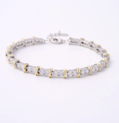 Браслет из серебра с фианитами и позолотой