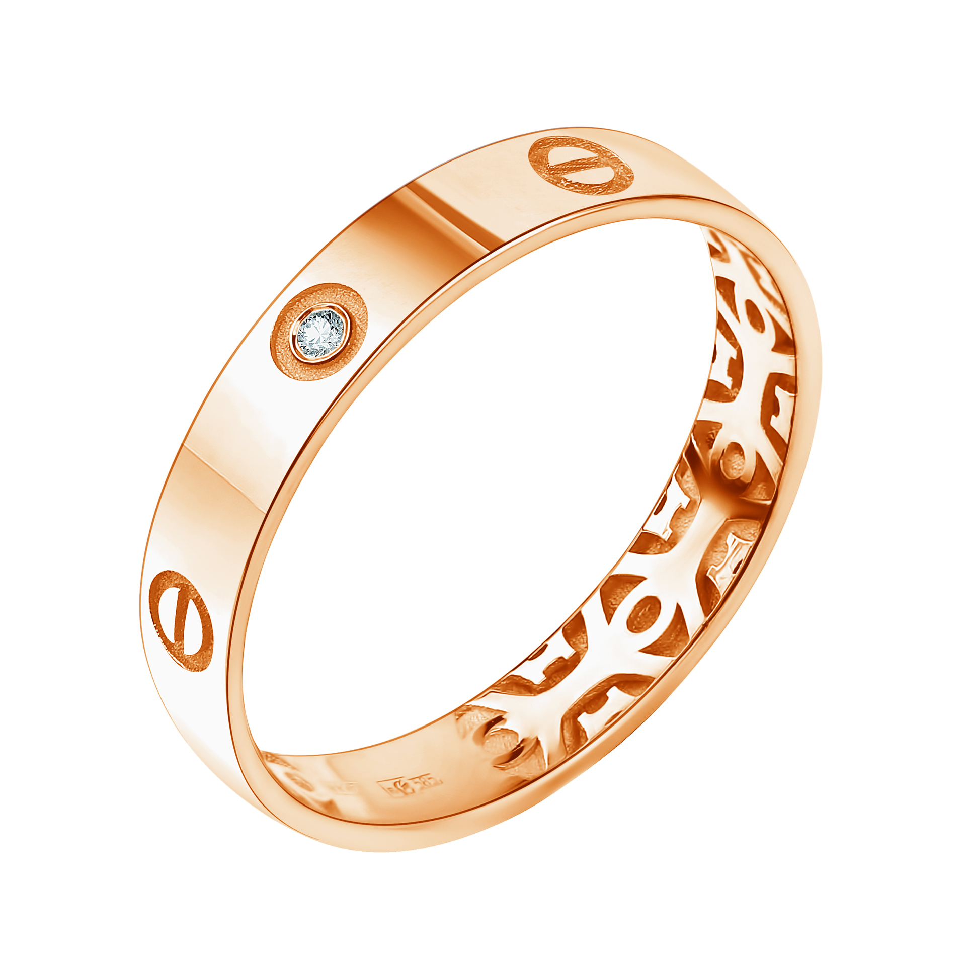 Кольцо из красного золота с бриллиантом