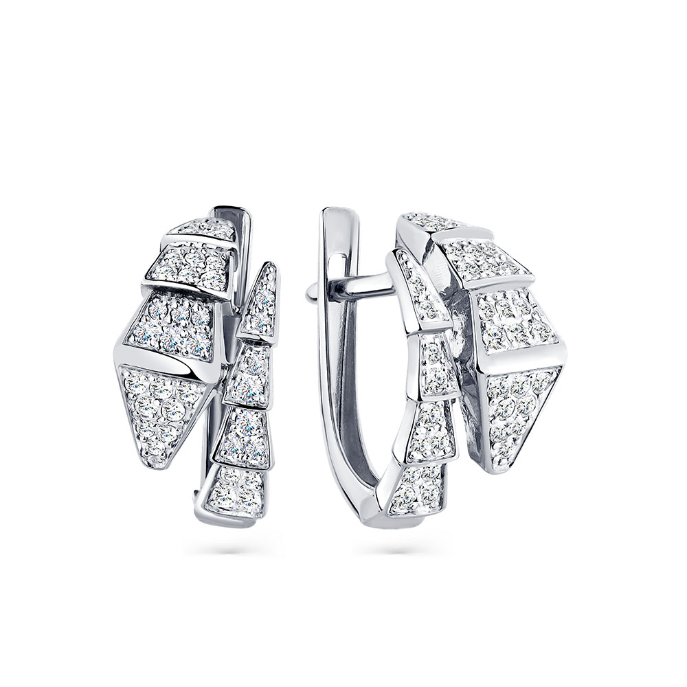 Серьги из белого золота с фианитами