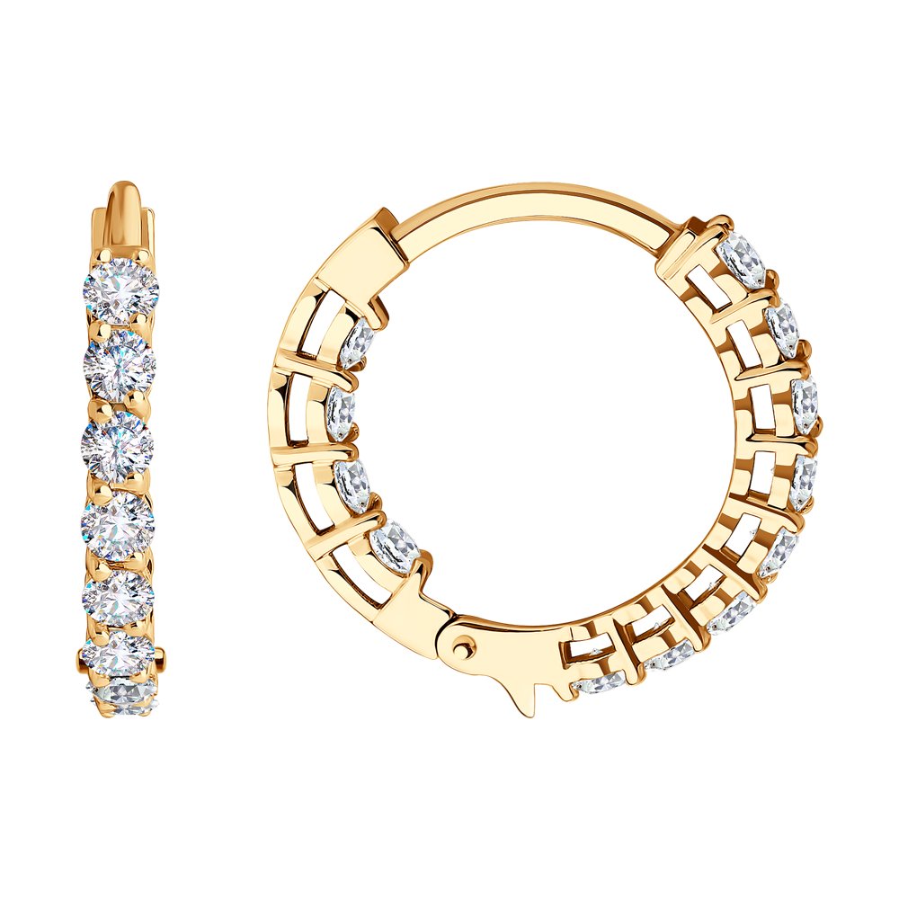 Серьги-конго из красного золота с бриллиантами