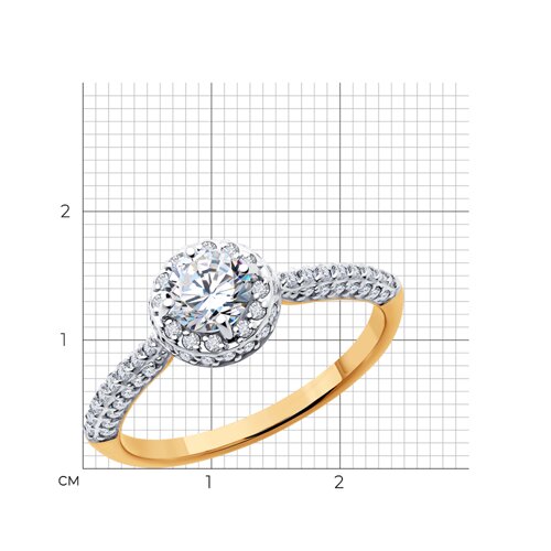 Кольцо из красного золота с фианитами