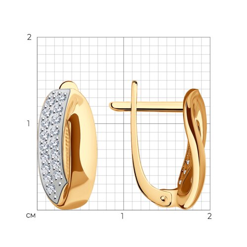 Серьги из красного золота с фианитами