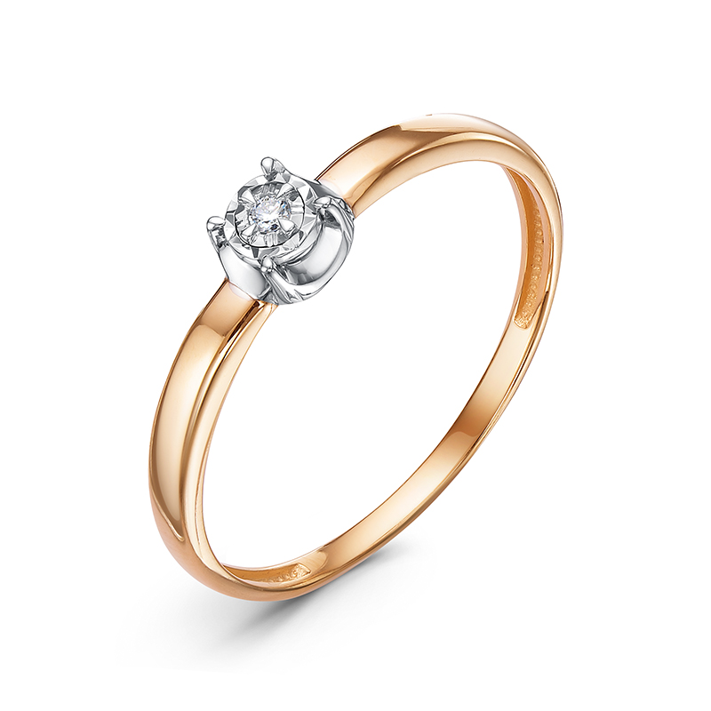 Кольцо из красного золота с бриллиантом