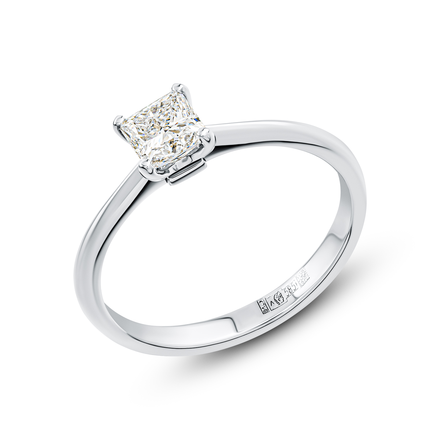 Кольцо из белого золота с бриллиантом