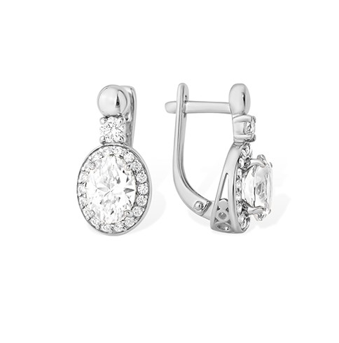 Серьги из серебра с фианитами