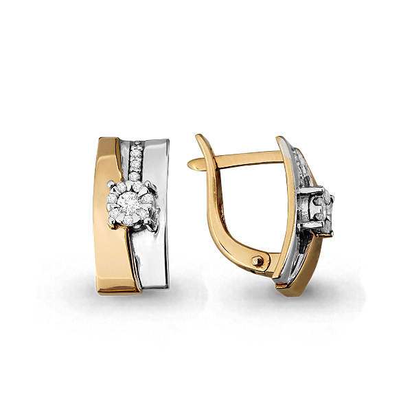 Серьги из комбинированного золота с бриллиантами
