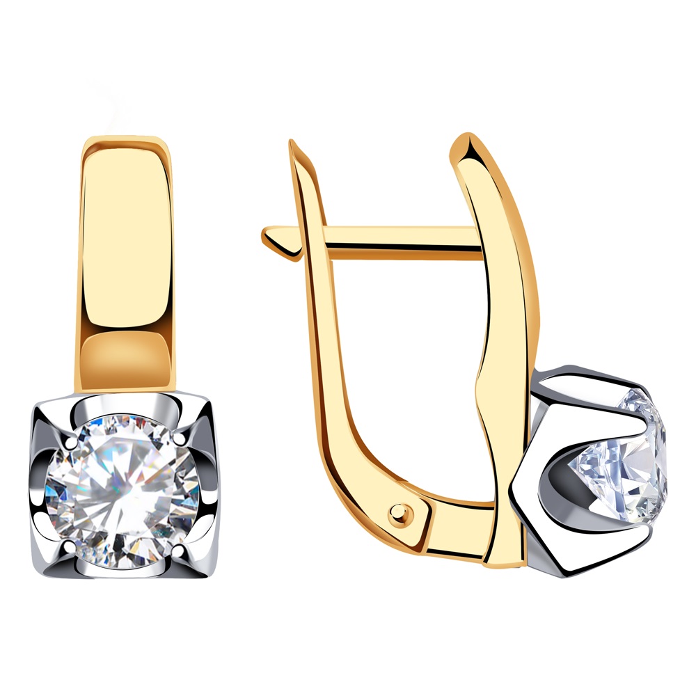 Серьги из красного золота с фианитами