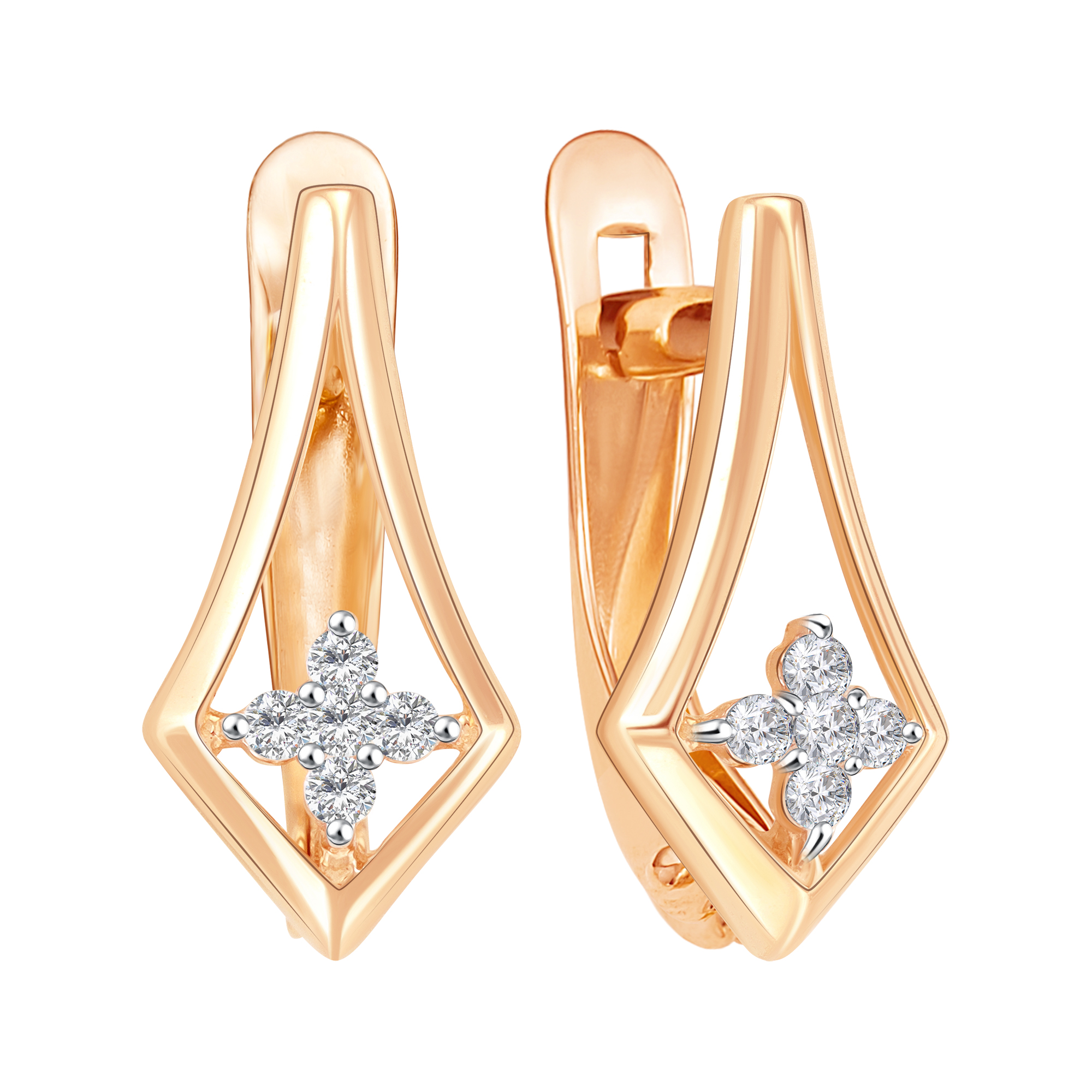 Серьги из красного золота с фианитами