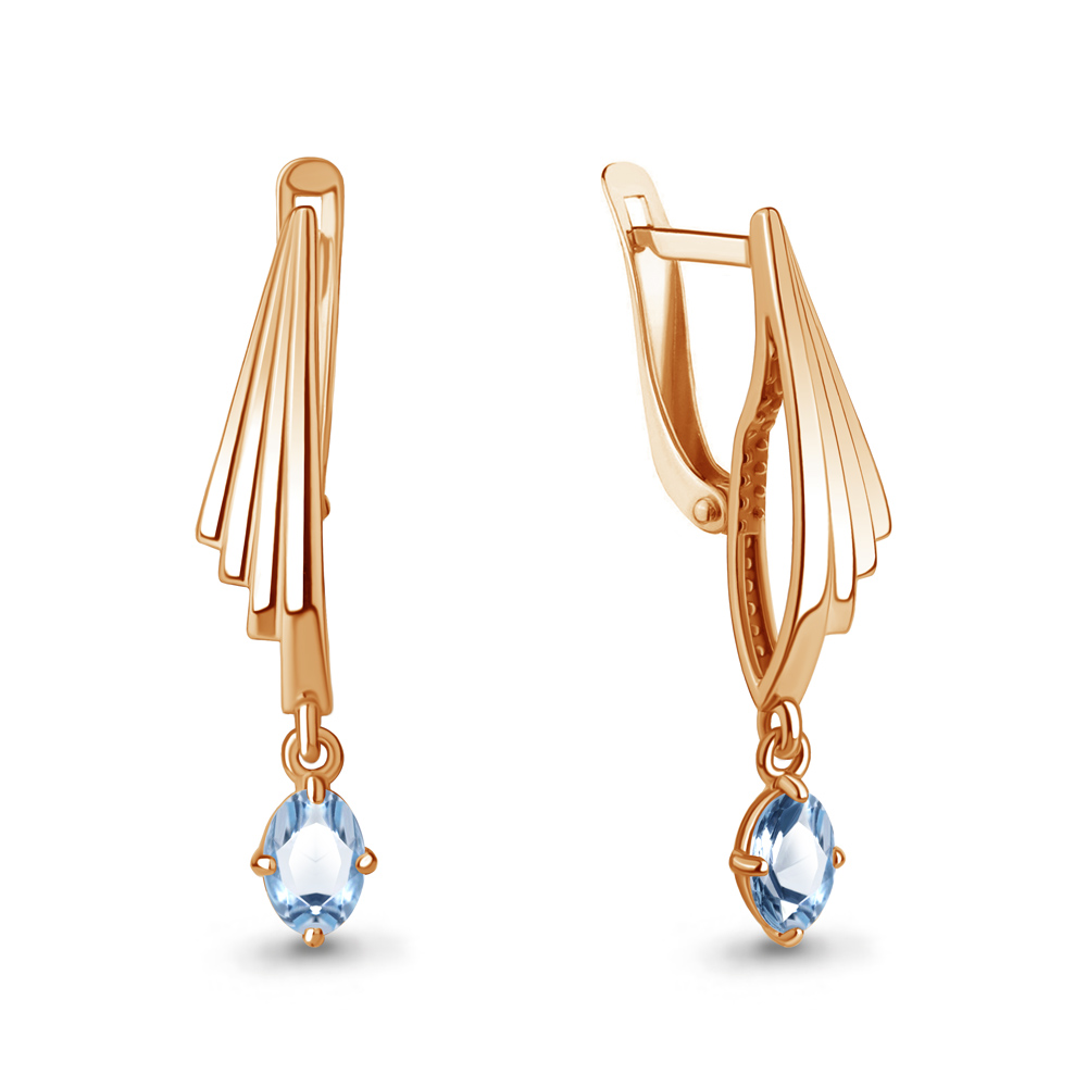 Серьги из красного золота с топазами