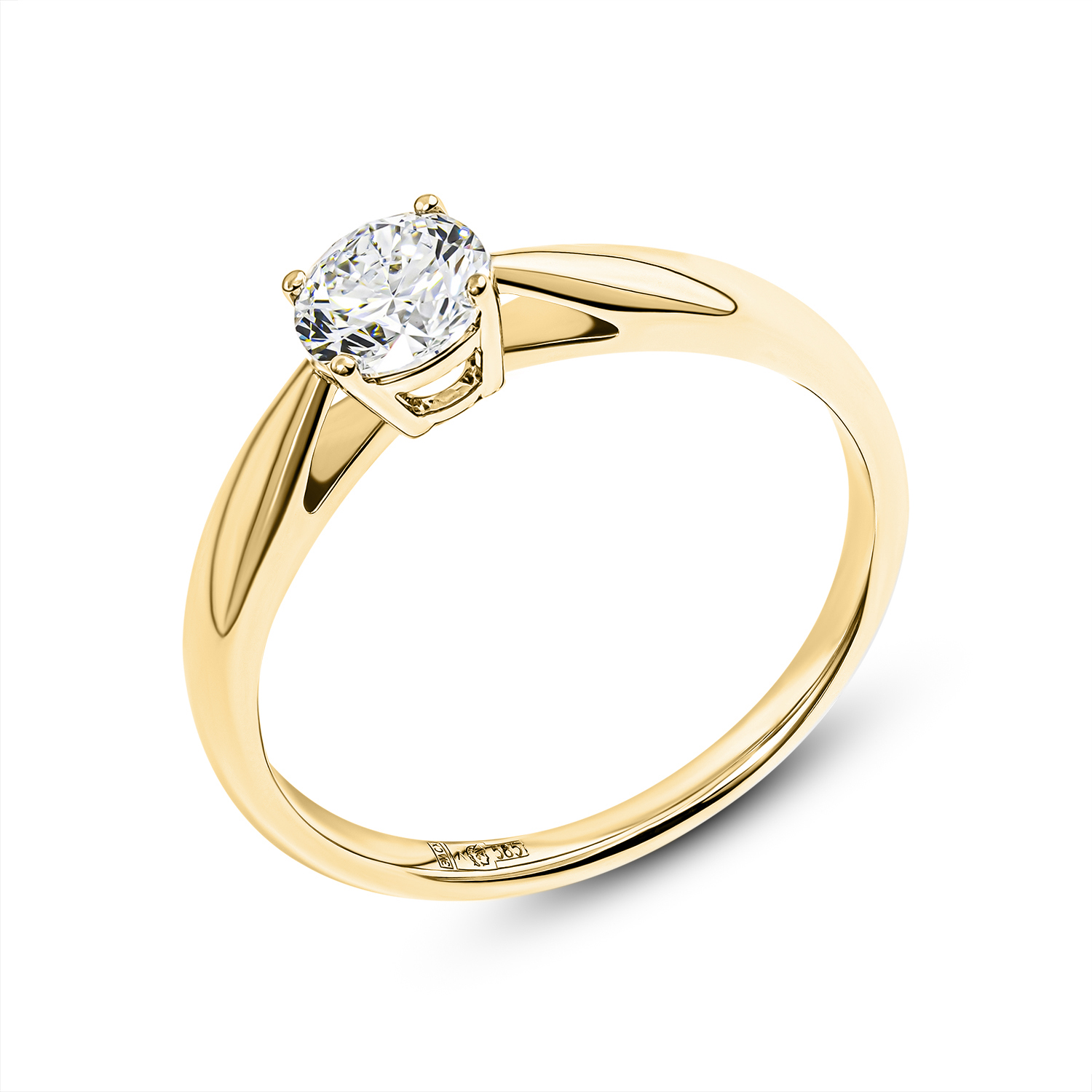 Кольцо из желтого золота с бриллиантом