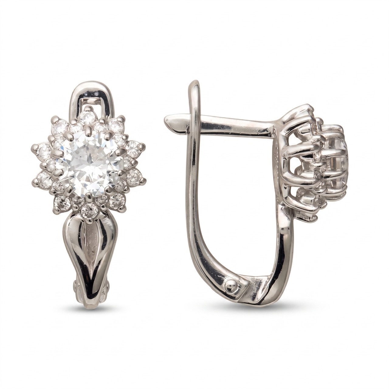 Серьги из серебра с фианитами