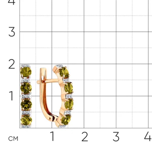 Серьги из красного золота с султанитами и фианитами