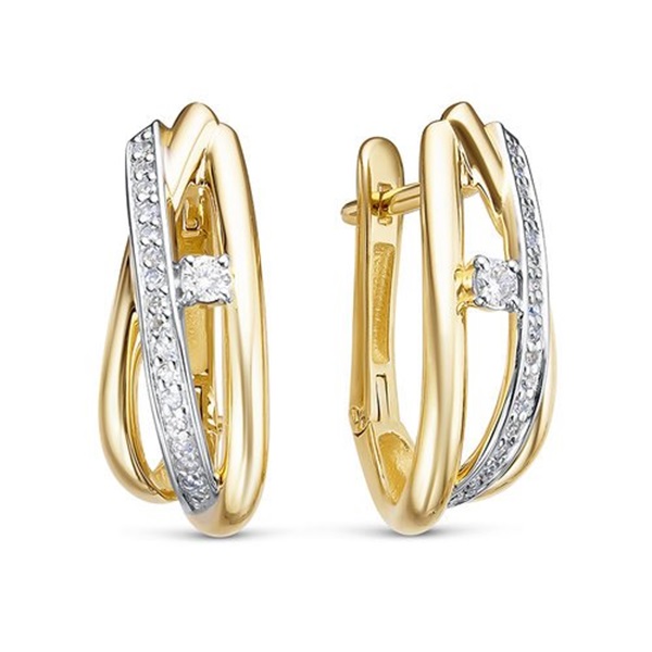 Серьги из желтого золота с бриллиантами