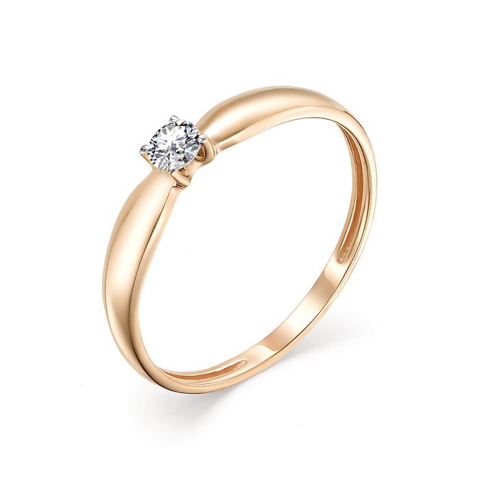 Кольцо из красного золота с бриллиантом