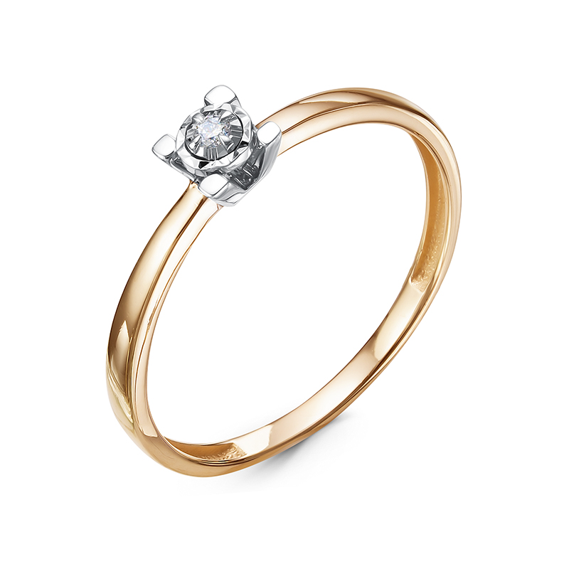 Кольцо из красного золота с бриллиантом