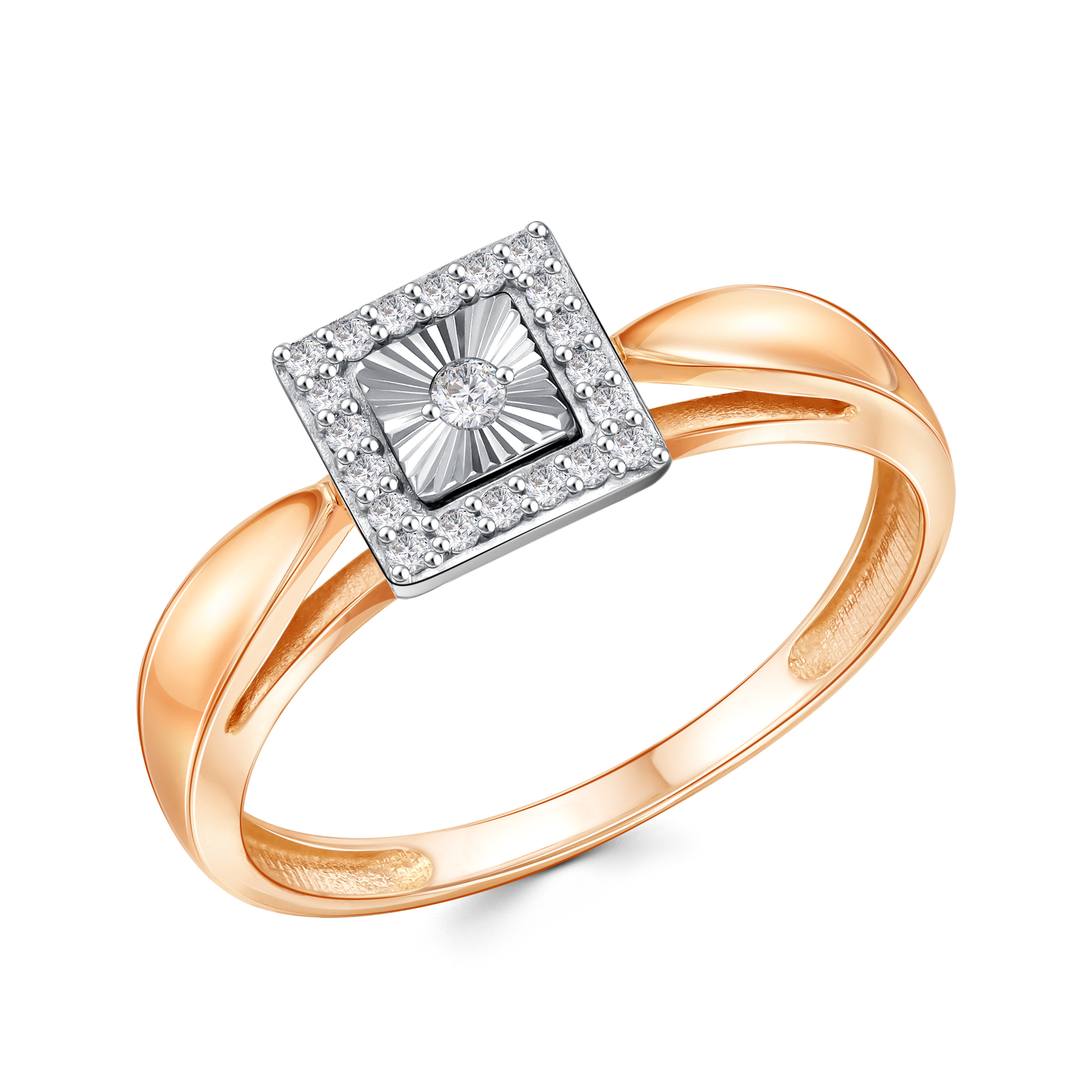 Кольцо из красного золота с кубическим цирконием