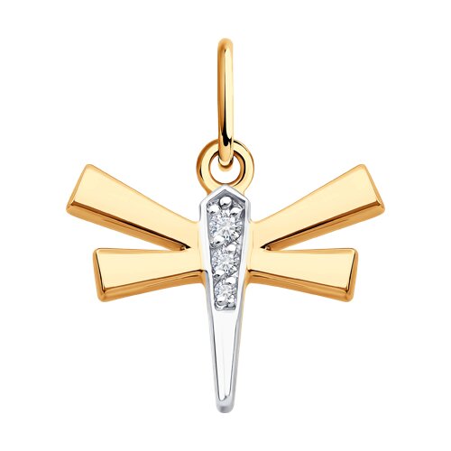 Подвеска из комбинированного золота с фианитами