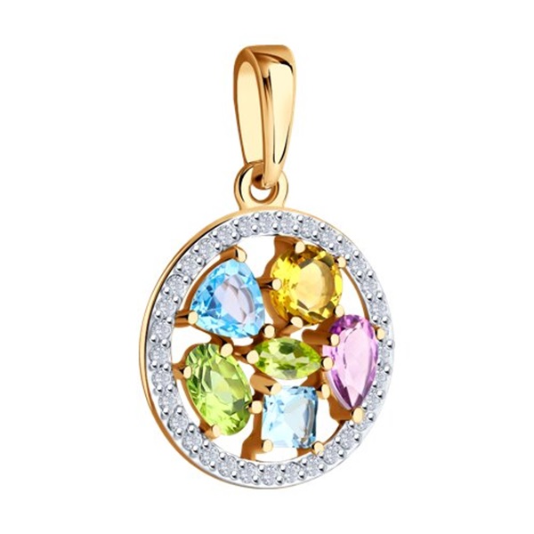 Подвеска из красного золота с миксом камней