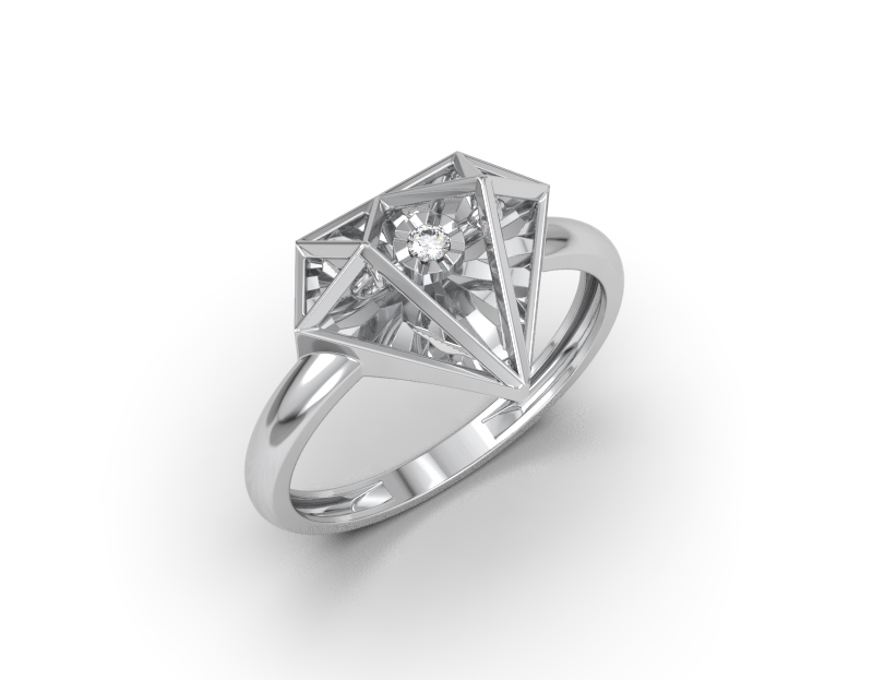 Кольцо из белого золота с танцующим бриллиантом