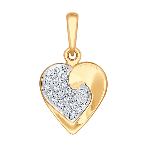 Подвеска из золота с фианитами «Сердце»