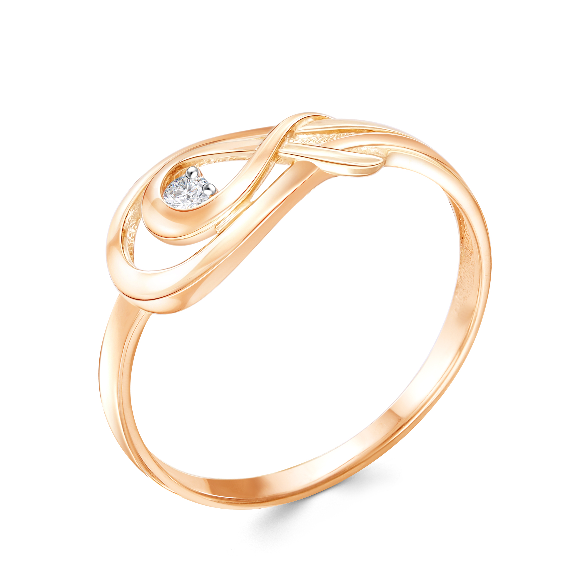 Кольцо из красного золота с фианитом