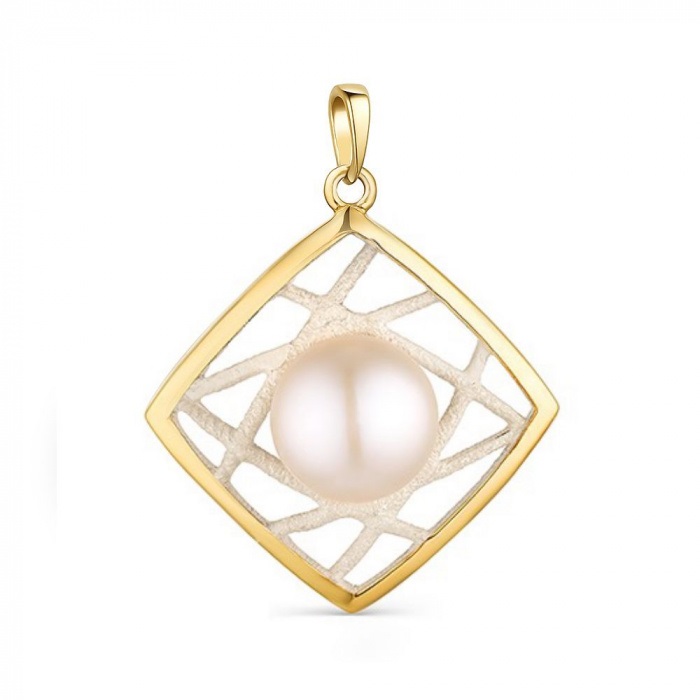 Подвеска из серебра с жемчугом и эмалью