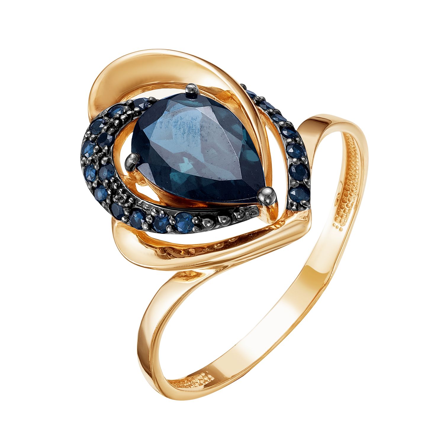 Кольцо из красного золота с топазом и фианитами