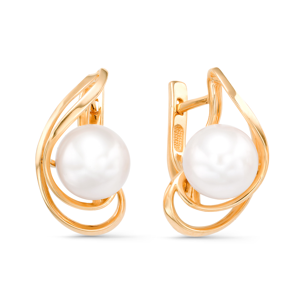 Серьги из красного золота с жемчугом