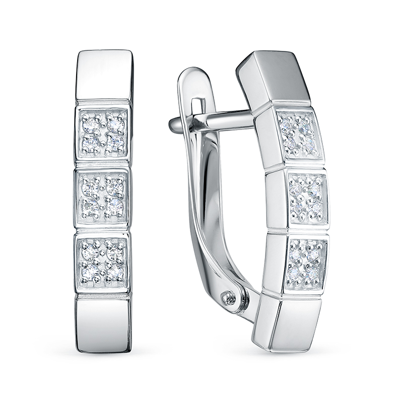 Серьги из белого золота с фианитами