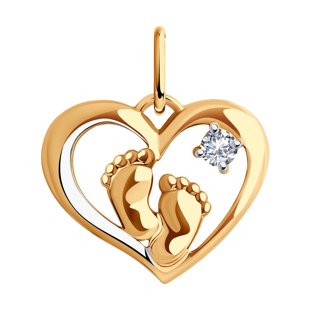 Подвеска «Пяточки» из красного золота 585 пробы